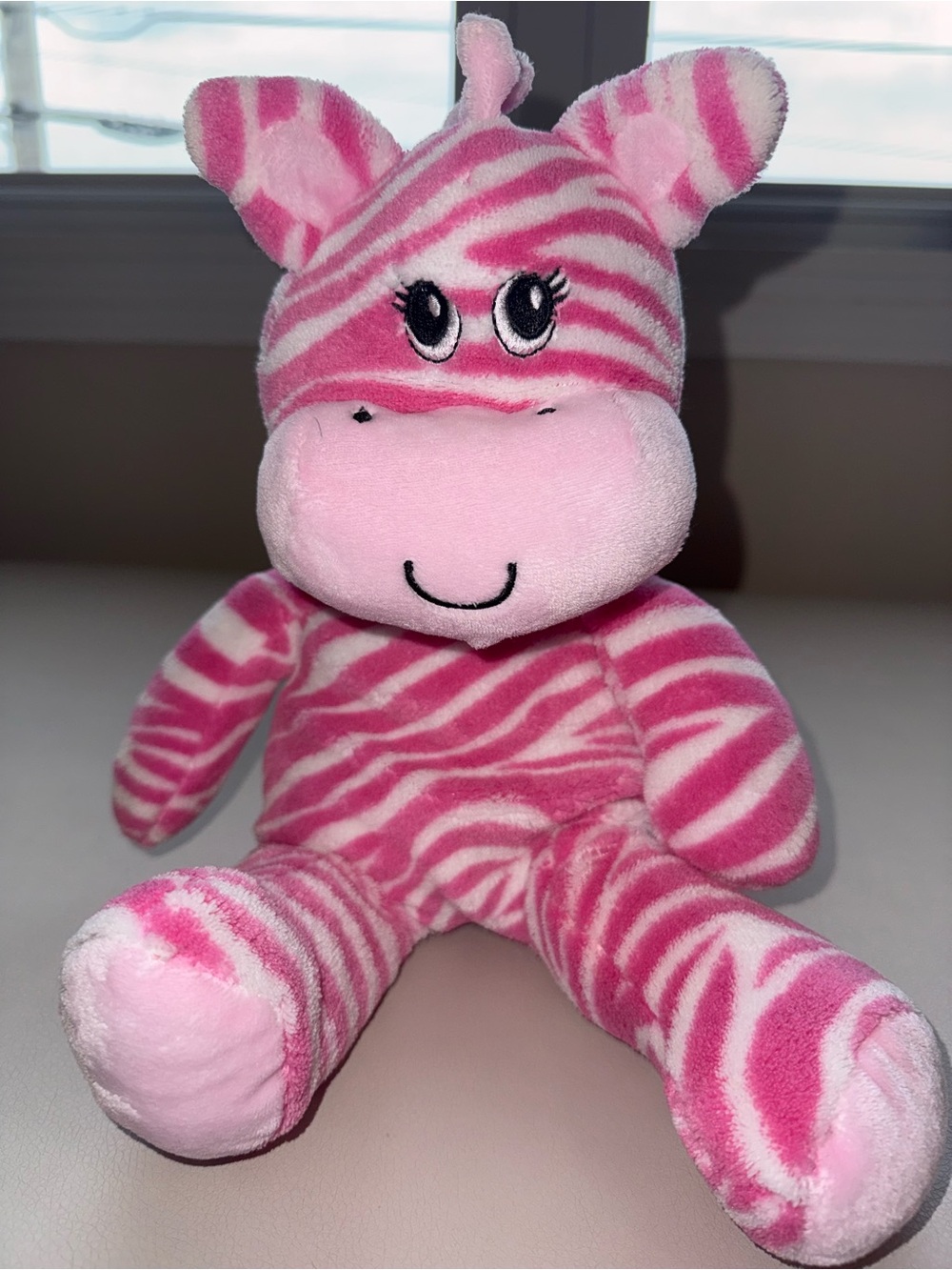 Baby Essentials Pink Zebra Plush Stuffed Animal